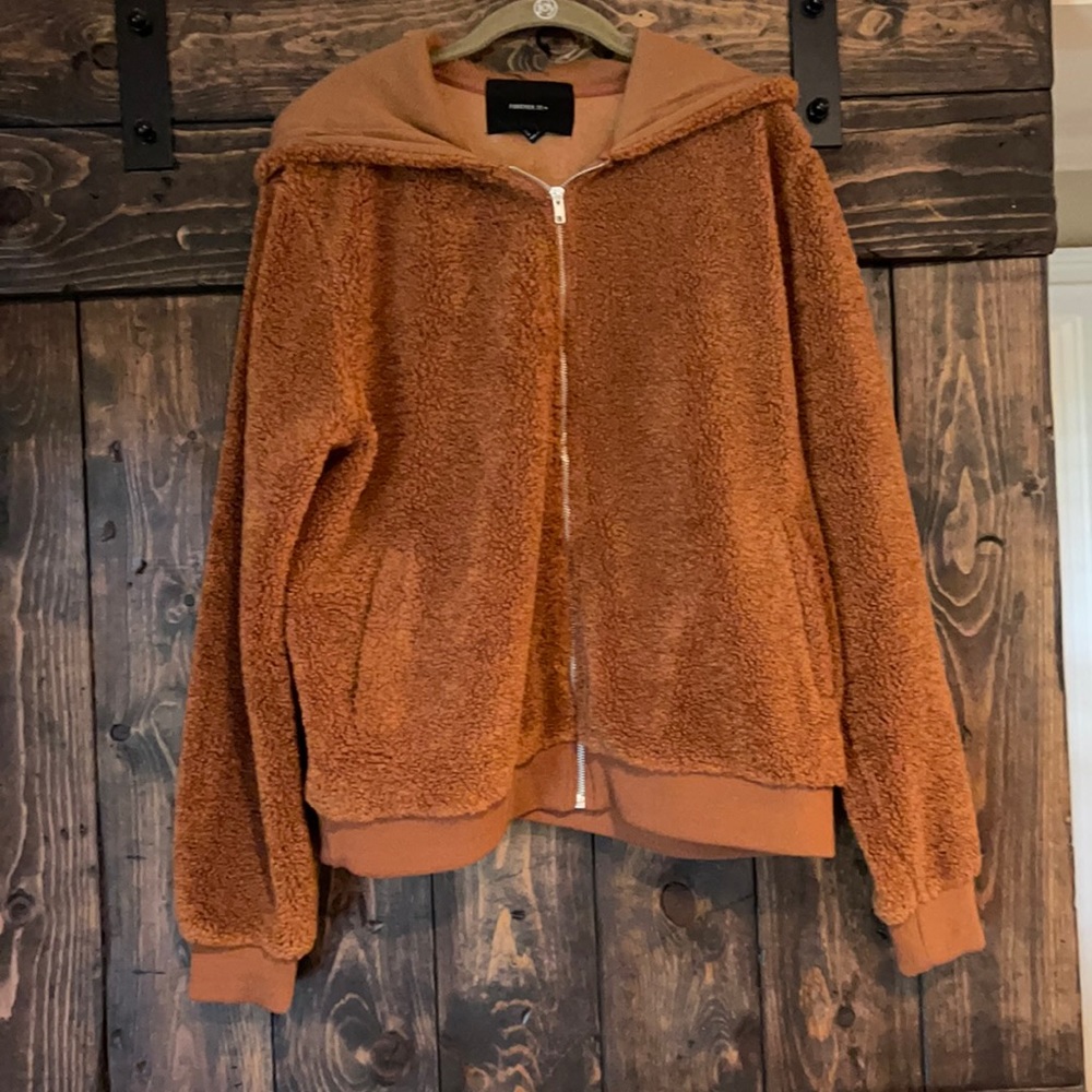 Forever 21 zip up hooded fleece